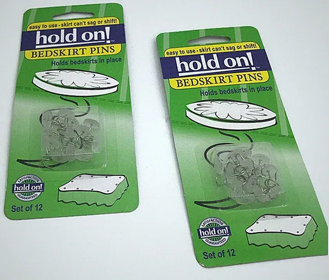 (2)Set of 12 Bedskirt Pins. Holds Bed Skirts in Place Easy to Use No Sag/Shift