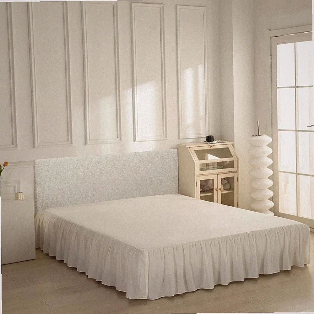 Bed Skirt Ruffled Split Corner Ivory 18in Drop Full Size Platform Bedding Sheets