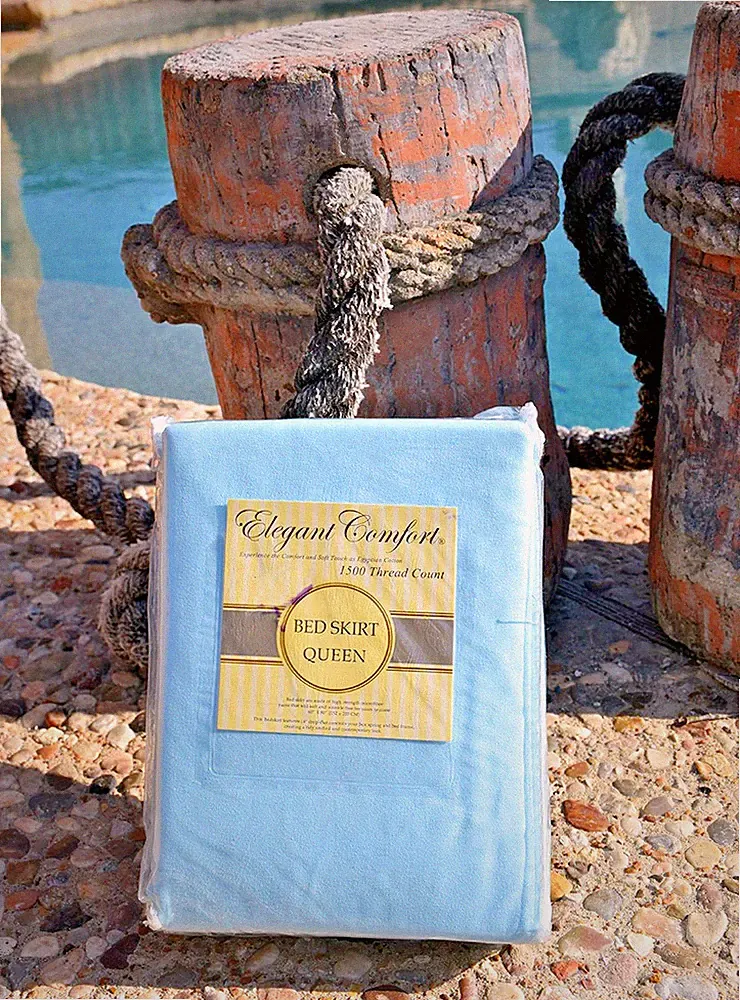 Elegant Comfort 1500 Thread Count Egyptian Cotton Queen 60 X 80" Bed Skirt, Aqua