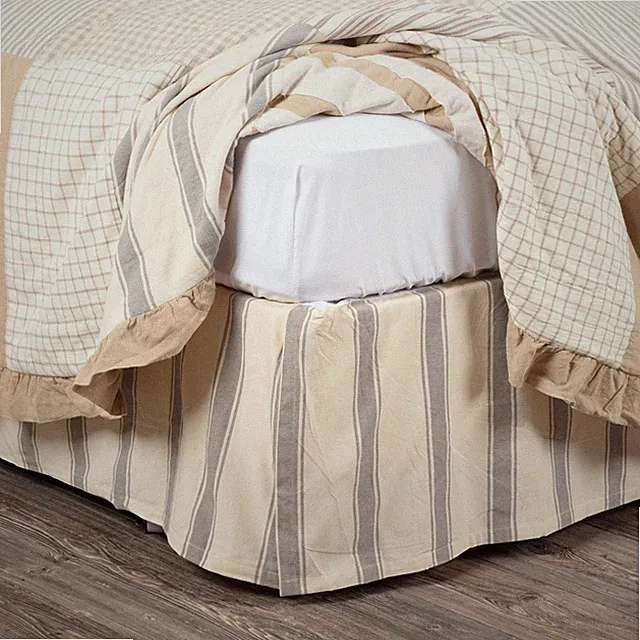 Farmhouse King Bed Skirt Creme Tailored Grace Cotton Bedroom Decor VHC Brands