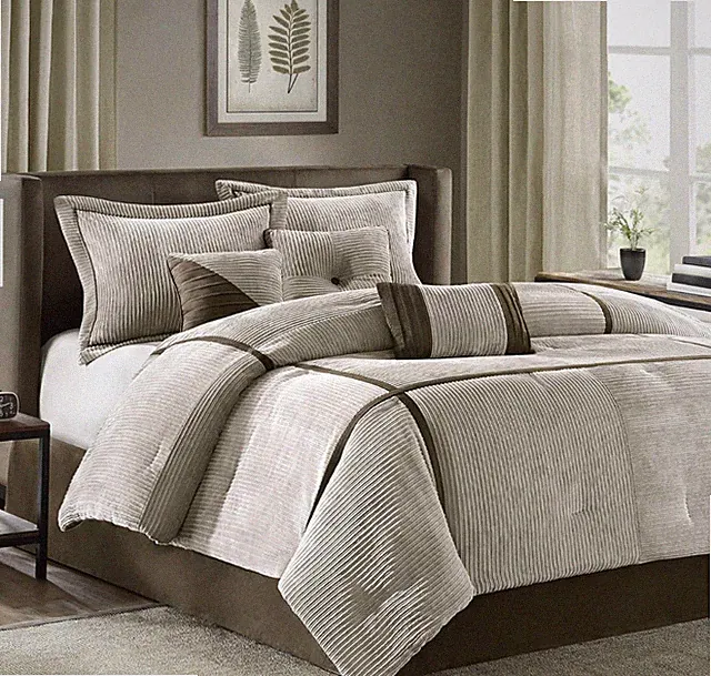 Madison Park Dallas 7 Piece Comforter Set with Bed Skirt Pillow Shams .