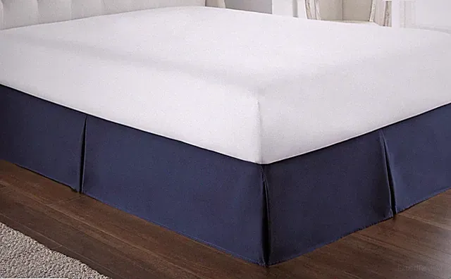 Navy microfiber bed skirt Full Size soft hotel minimalist box cover 14" Drop