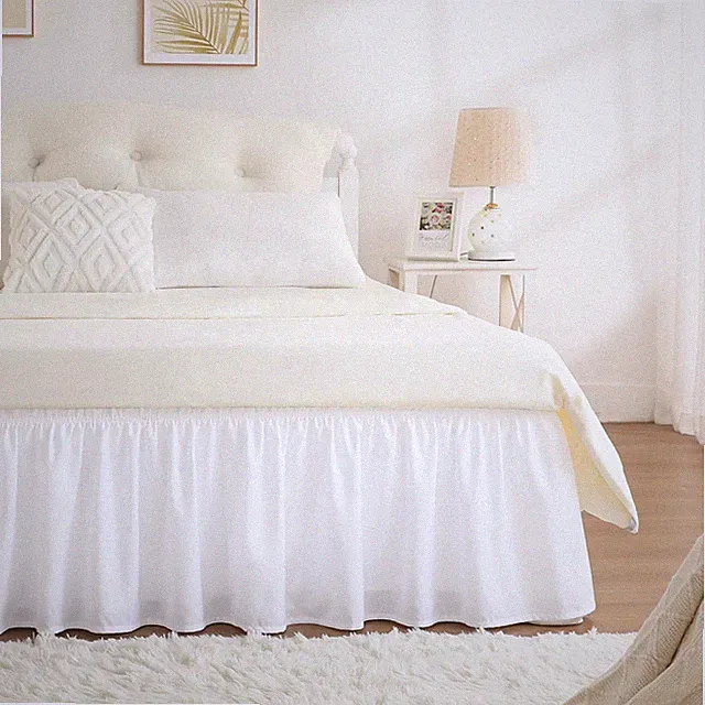 RIMELA Full Size White Bed Skirt 15 Inch Drop, Full/Full Xl-15"