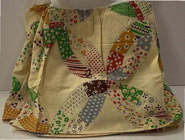 Sears Wedding Ring Quilt COTTON Bed Skirt Dust Ruffle Twin VGC